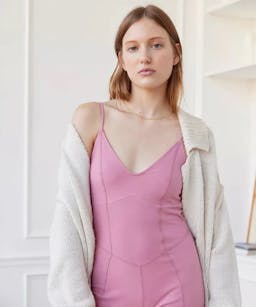 seamed singlet romper pink