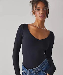 XYZ Recycled Long Sleeve Bodysuit black