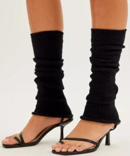 waffle leg warmers black