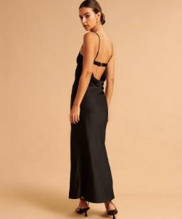 Satin Cowl Back Slip Midi Dress