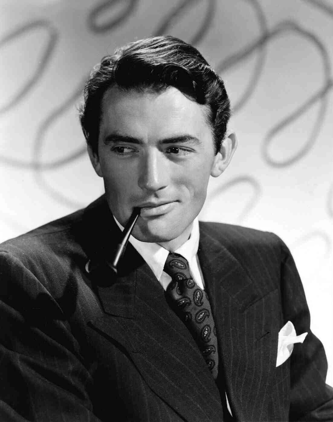 Publicity photo of Gregory Peck for MGM in 1945. Public domain via Wikimedia Commons